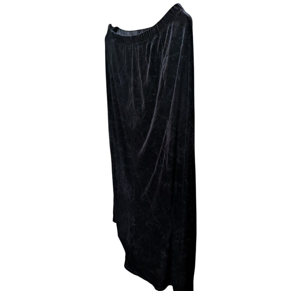 Elementz Large Black Velvet Maxi Skirt Elastic Waist Velour - Picture 4 of 4